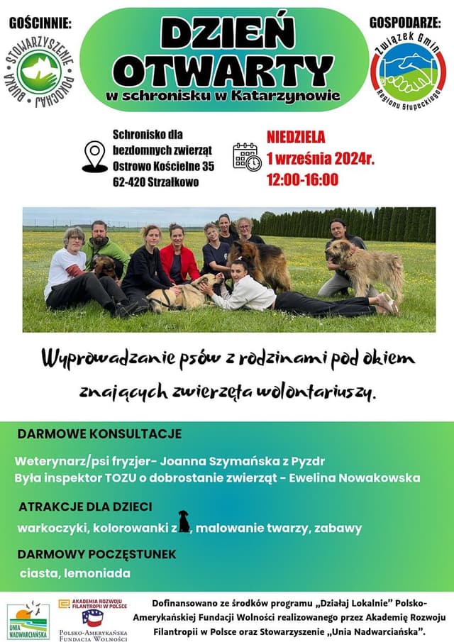 DZIEŃ OTWARTY W SCHRONISKU DLA BEZDOMNYCH ZWIERZĄT W OSTROWIE KOŚCIELNYM 35, GMINA STRZAŁKOWO
